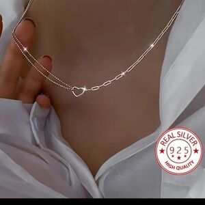 Elegant Silver Heart Necklace‎